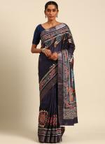 Cotton Blue Traditional Wear Printed Saree